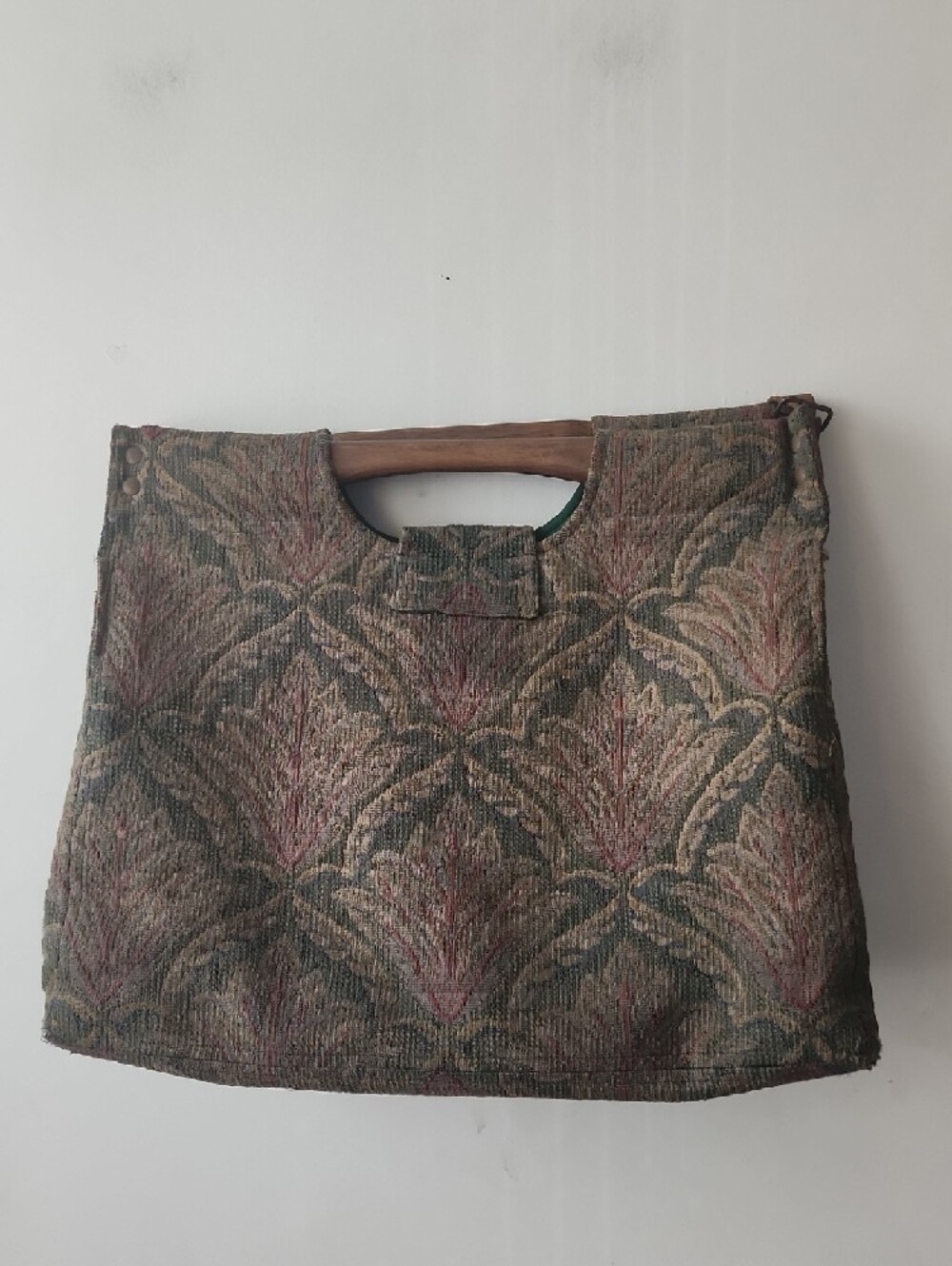 Tapestry Pattern Messenger Bag with Green Interior - Picture 12 of 15